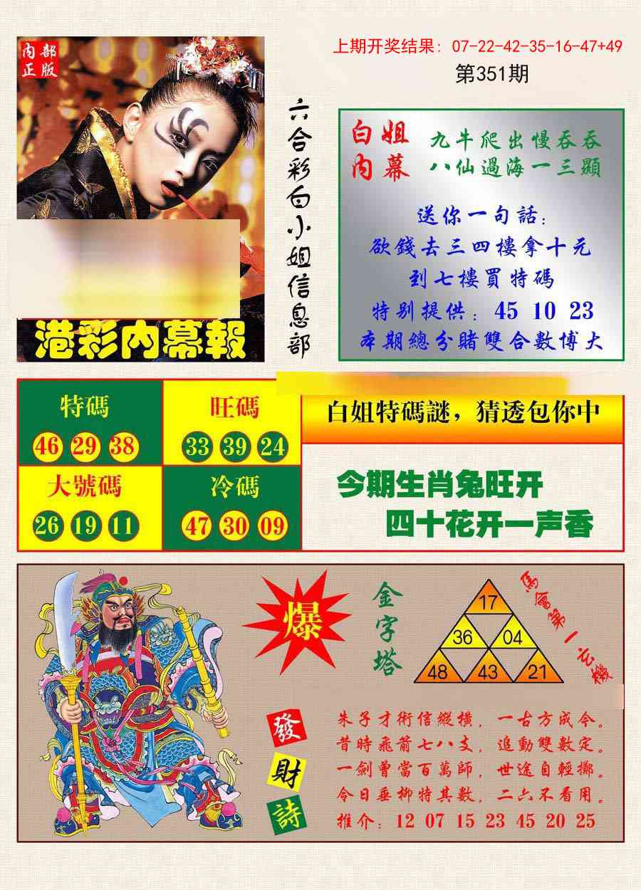 351期港彩内幕报[图]
