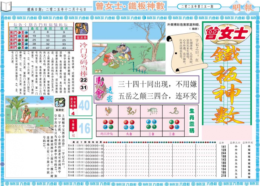 351期曾女士铁板神数A[图]