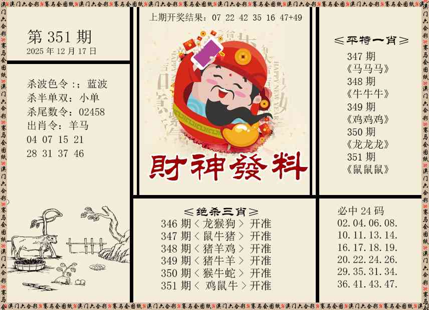 351期财神发料[图]