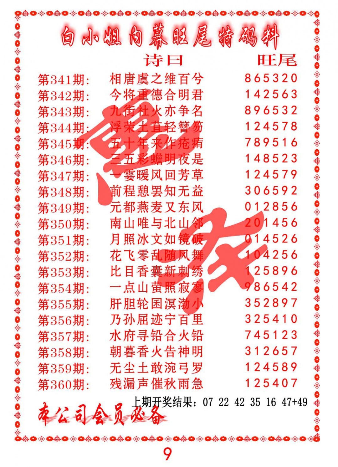 351期内幕旺尾特码料[图]